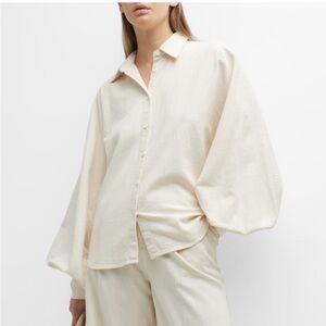 Made in Tomboy Claire Button-Front Balloon Sleeve Top